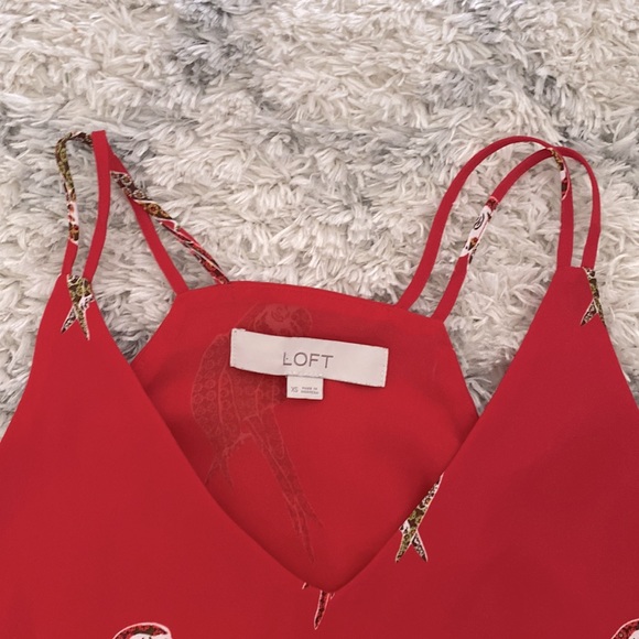 LOFT red parrot tank top blouse XS - Picture 2 of 4